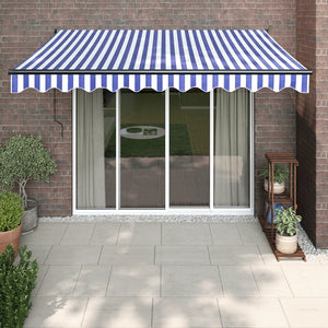 Retractable awning blue and white 3.5x2.5 m fabric and aluminum
