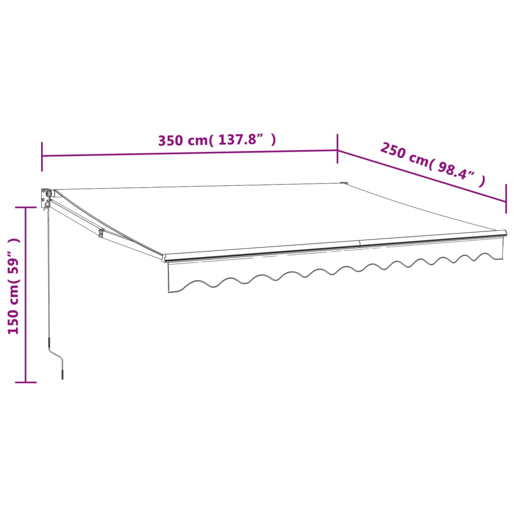 Automatic retractable awning orange and brown 3.5x2.5 m