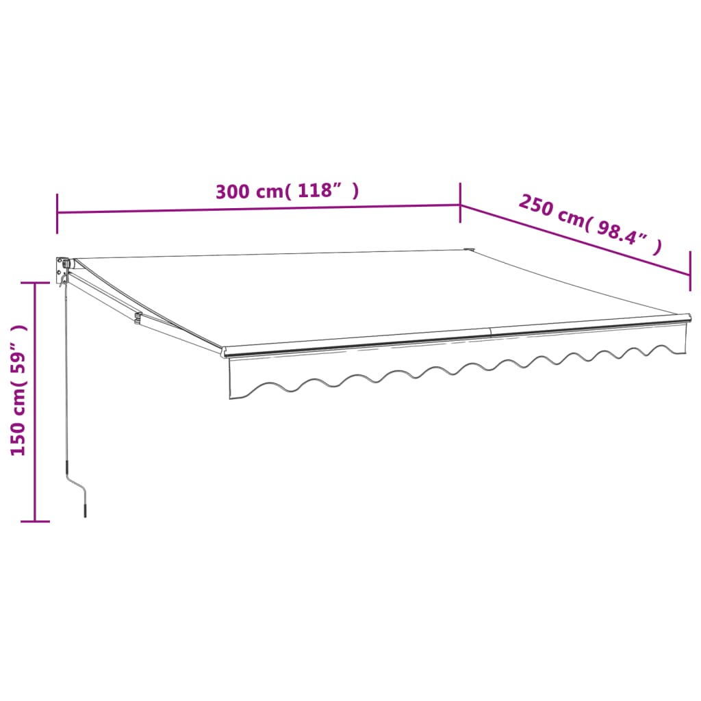 Automatic retractable awning orange and brown 3x2.5 m