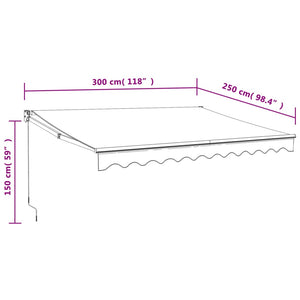 Automatic retractable awning orange and brown 3x2.5 m