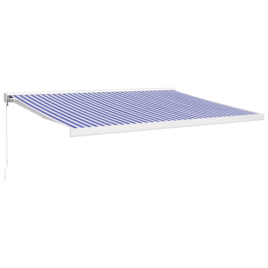 Retractable awning blue and white 4x3 m fabric and aluminum