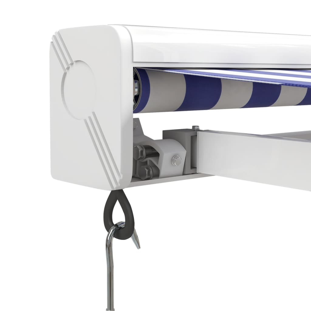 Retractable awning blue and white 4x3 m fabric and aluminum