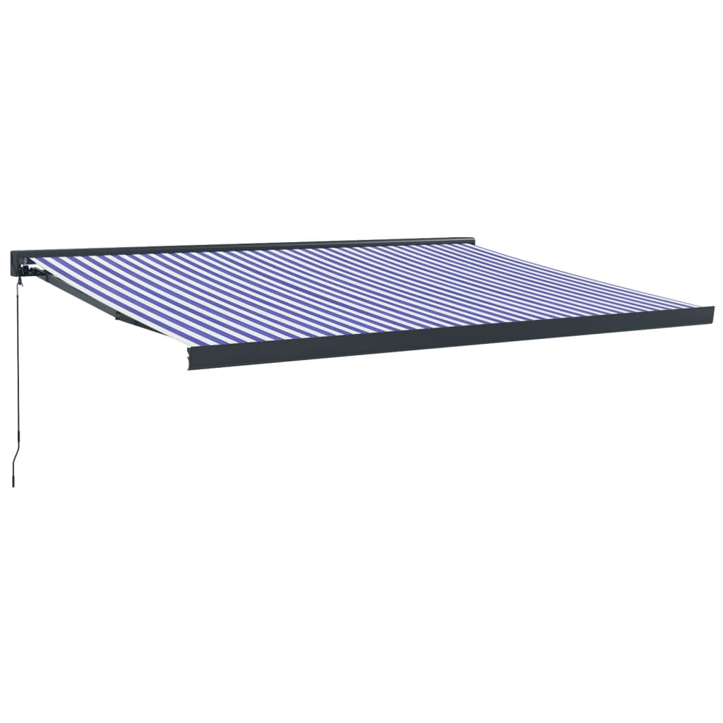 Retractable awning blue and white 4x3 m fabric and aluminum