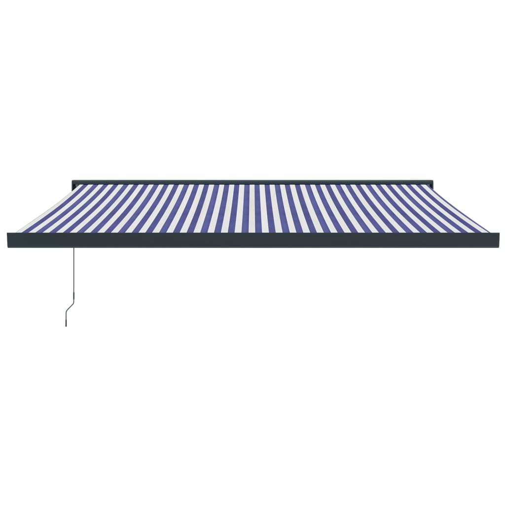 Retractable awning blue and white 4x3 m fabric and aluminum
