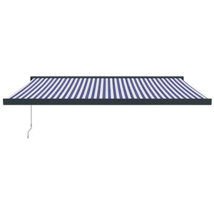 Retractable awning blue and white 4x3 m fabric and aluminum
