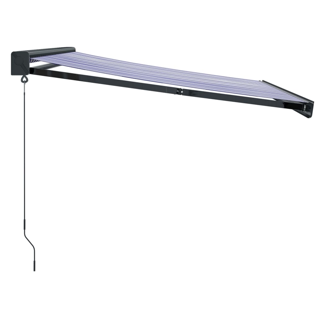 Retractable awning blue and white 4x3 m fabric and aluminum