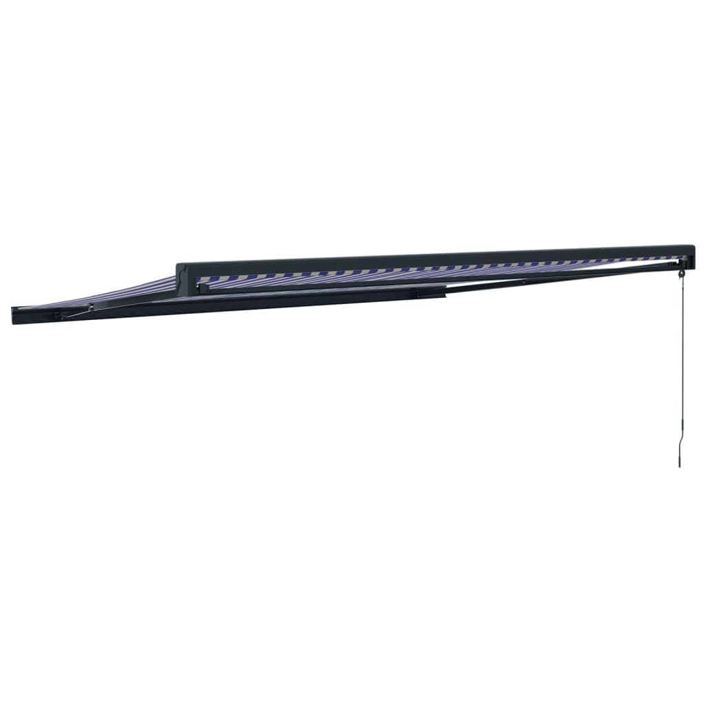 Retractable awning blue and white 4x3 m fabric and aluminum