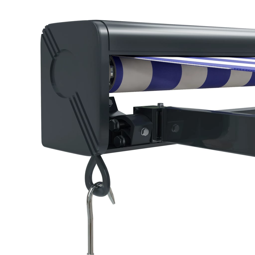 Retractable awning blue and white 4x3 m fabric and aluminum