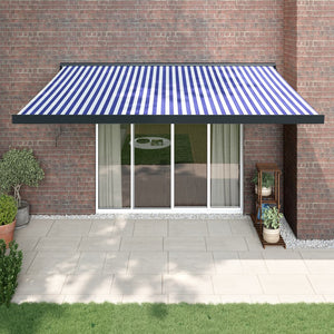 Retractable awning blue and white 4x3 m fabric and aluminum