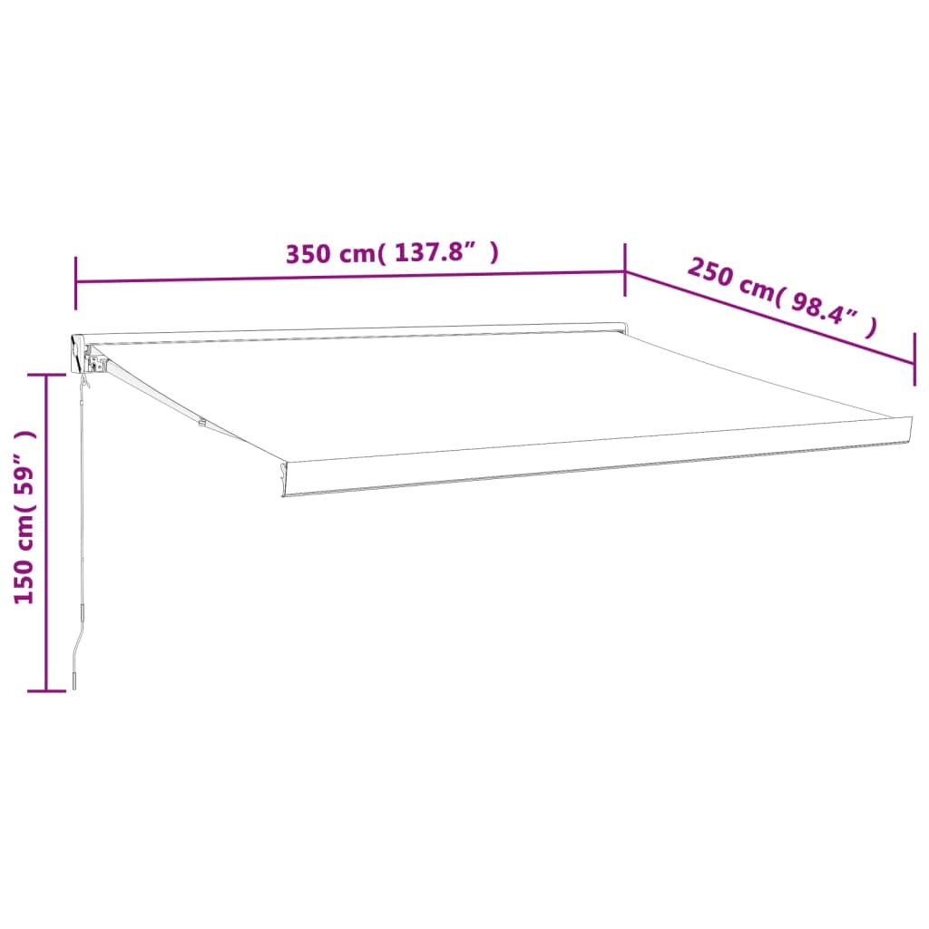 Retractable awning anthracite 3.5x2.5 m fabric and aluminum