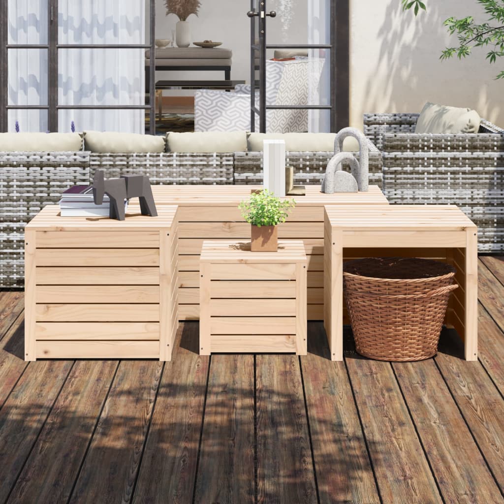 Garden box set 4 pieces solid pine wood