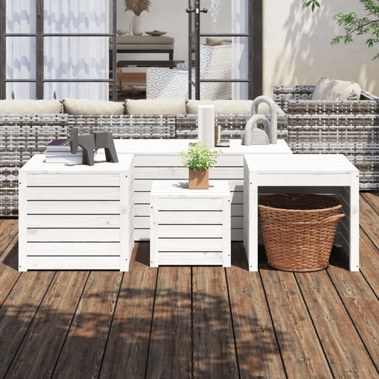 Garden box set 4 pieces white solid pine