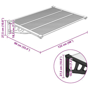 Sunshade black and transparent 122x90 cm polycarbonate