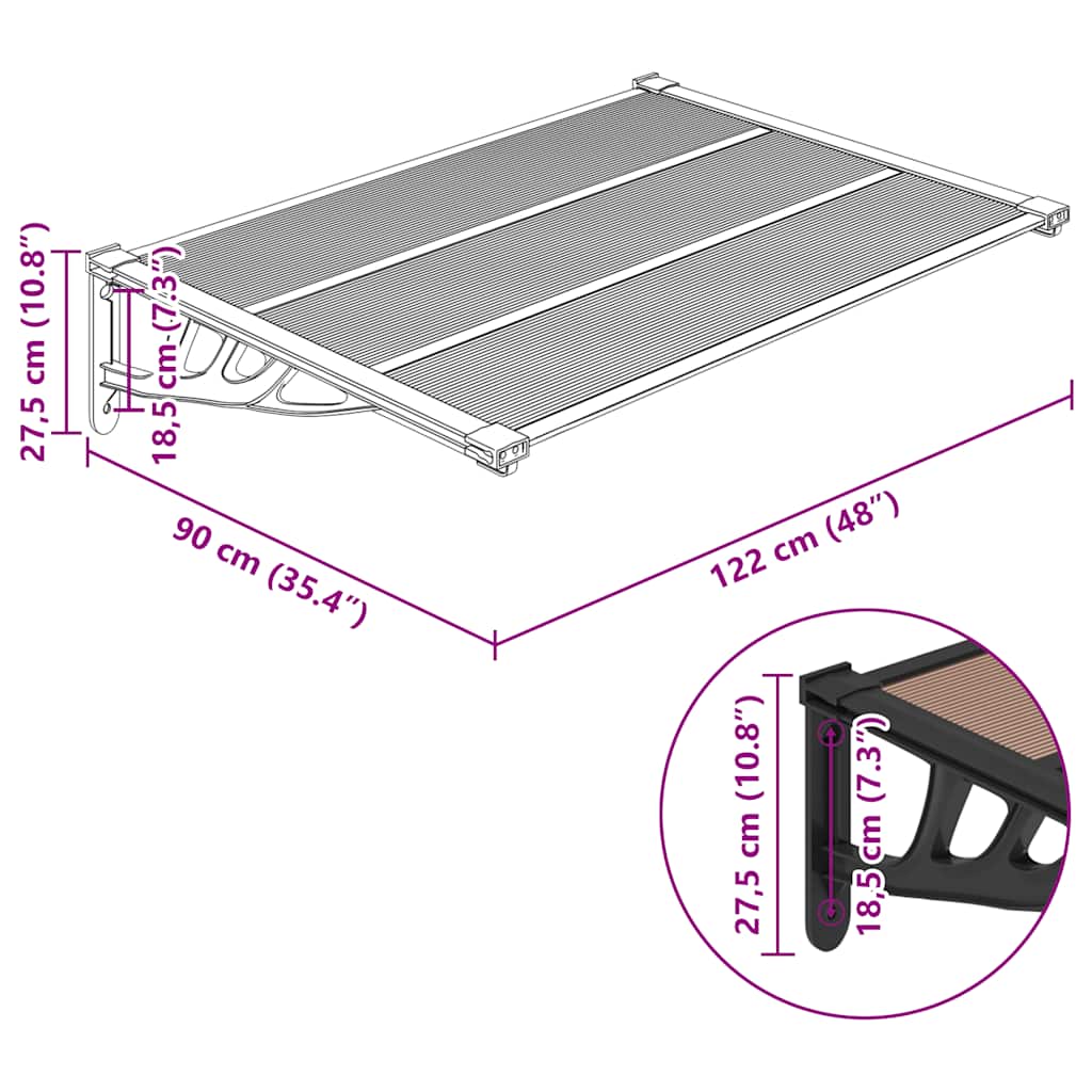 Sunshade black 122x90 cm polycarbonate