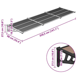 Sunshade black 358.5x90 cm polycarbonate