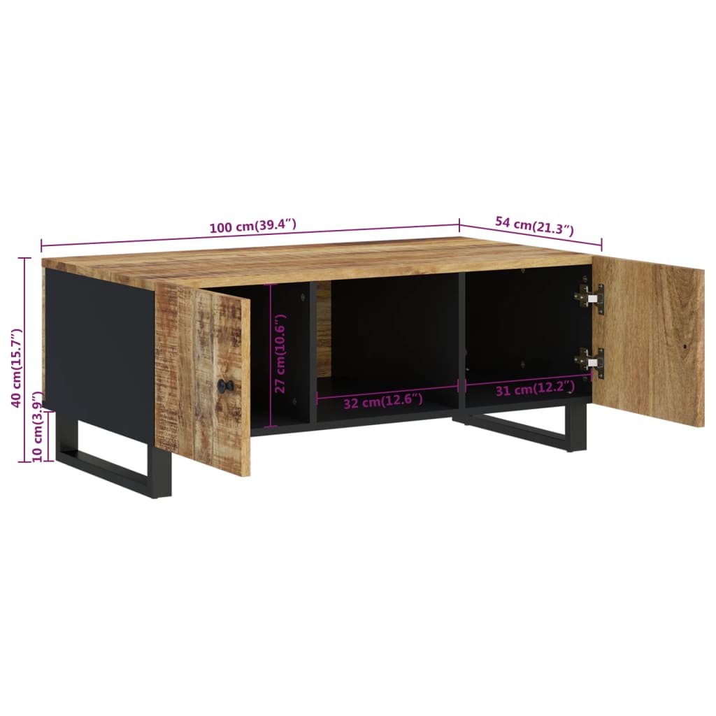 Coffee table 100x54x40 cm solid mango wood and engineered wood