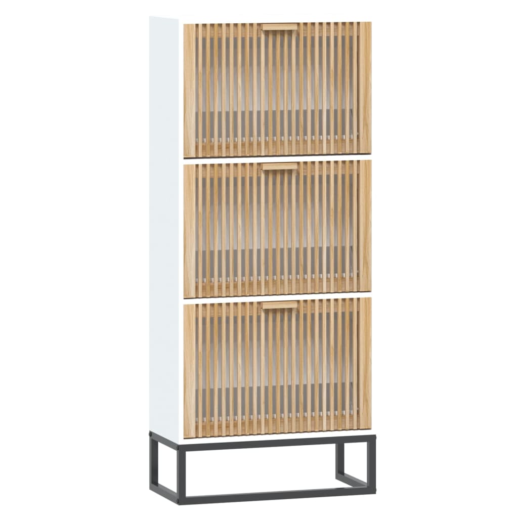 Shoe cabinet white 52x25x120 cm engineered wood