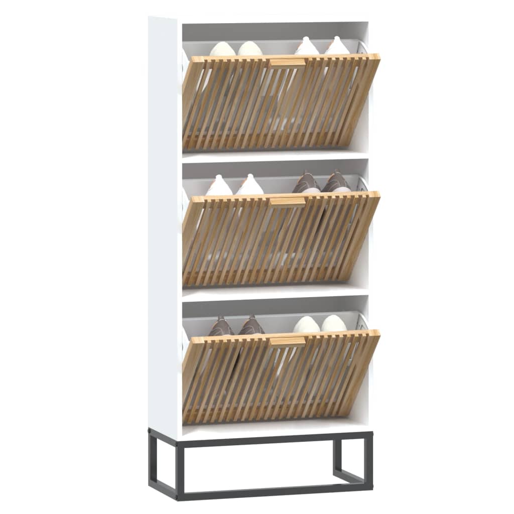Shoe cabinet white 52x25x120 cm engineered wood