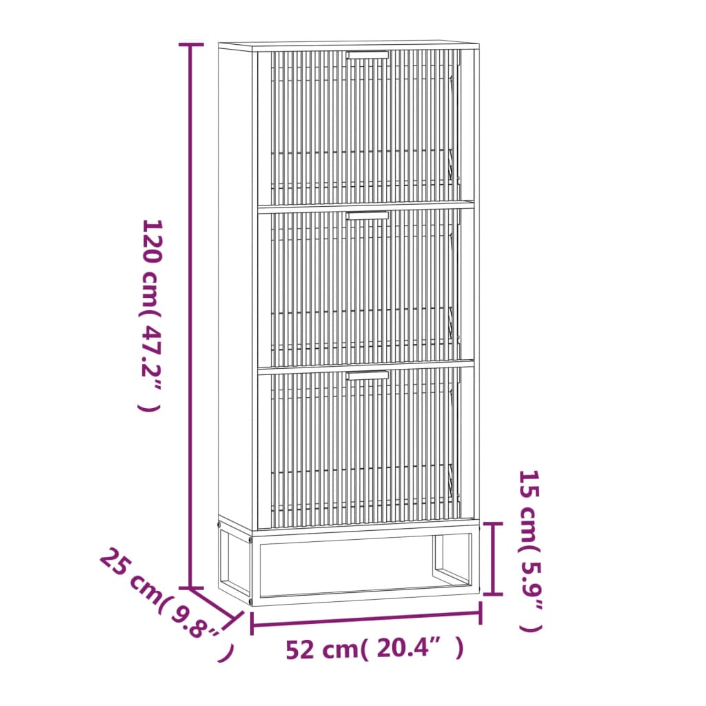 Shoe cabinet white 52x25x120 cm engineered wood