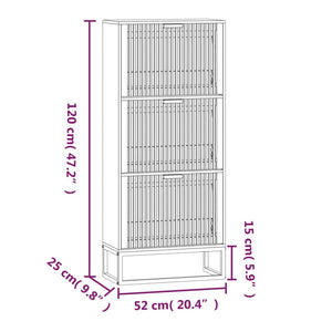 Shoe cabinet white 52x25x120 cm engineered wood
