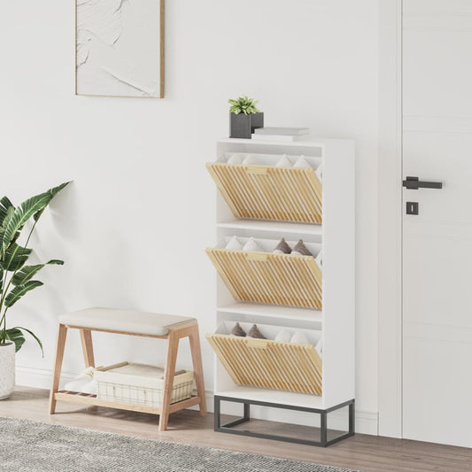 Shoe cabinet white 52x25x120 cm engineered wood