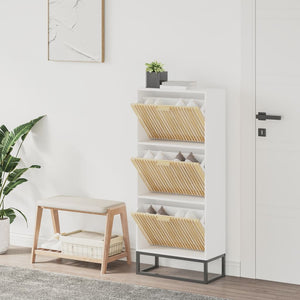 Shoe cabinet white 52x25x120 cm engineered wood