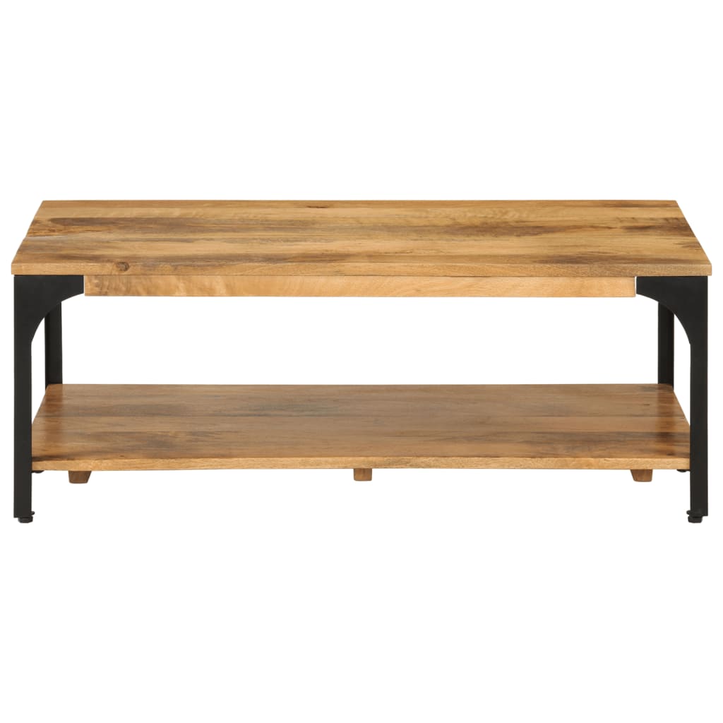 Coffee table 2 layers 100x55x38 cm solid mango wood and steel