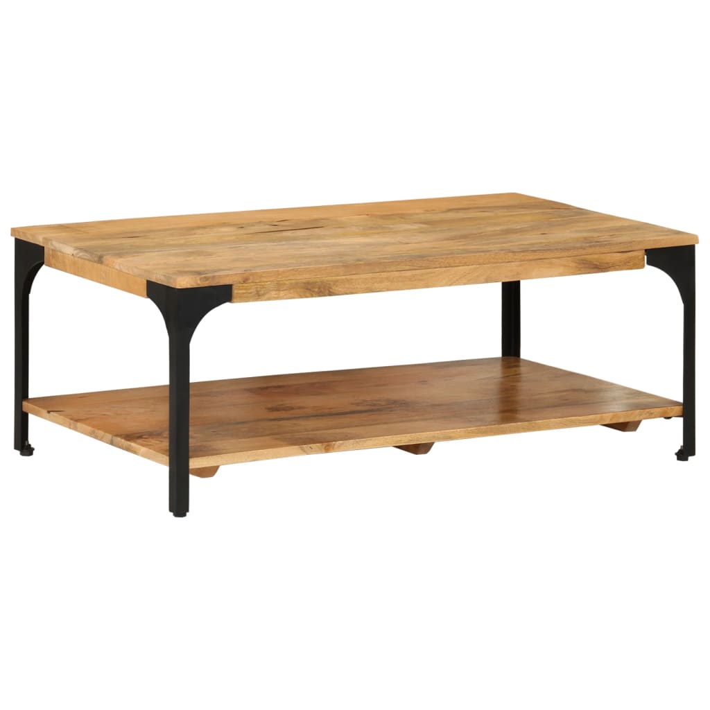 Coffee table 2 layers 100x55x38 cm solid mango wood and steel