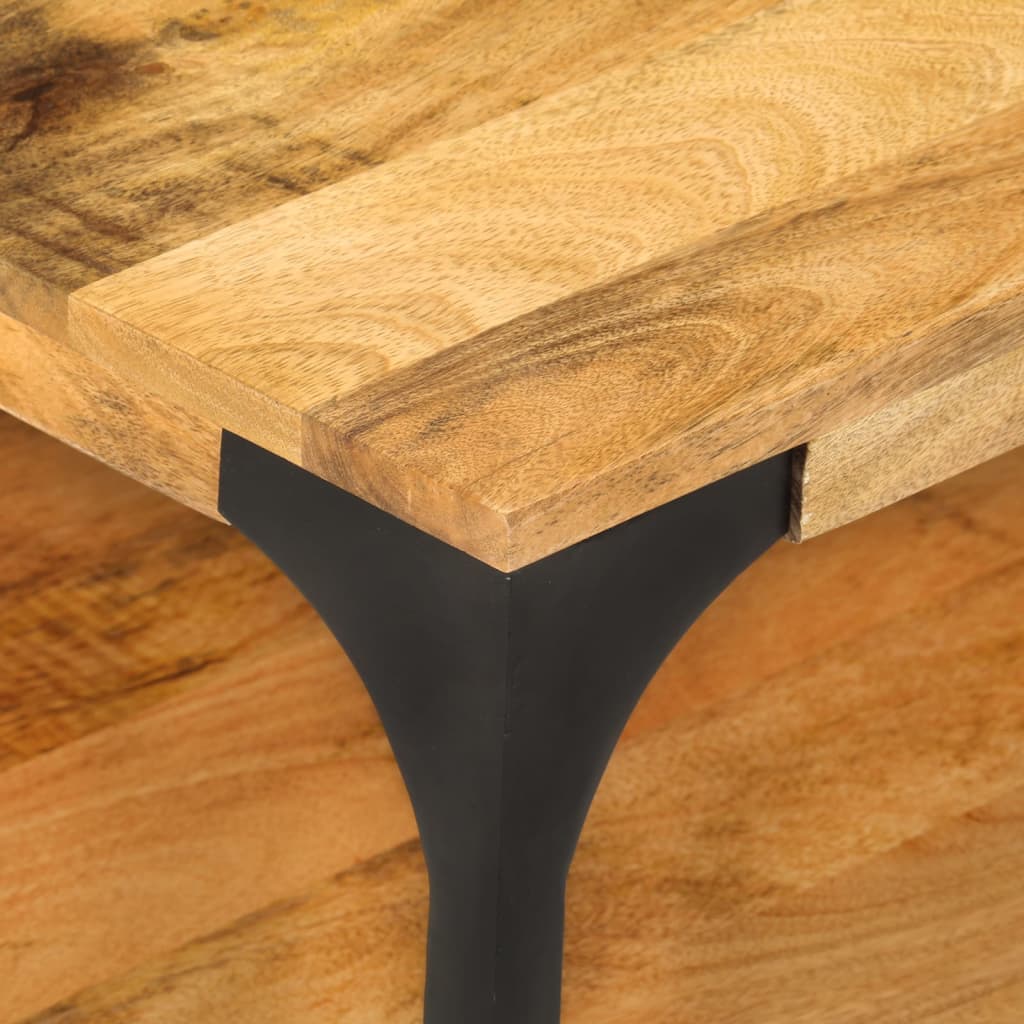 Coffee table 2 layers 100x55x38 cm solid mango wood and steel
