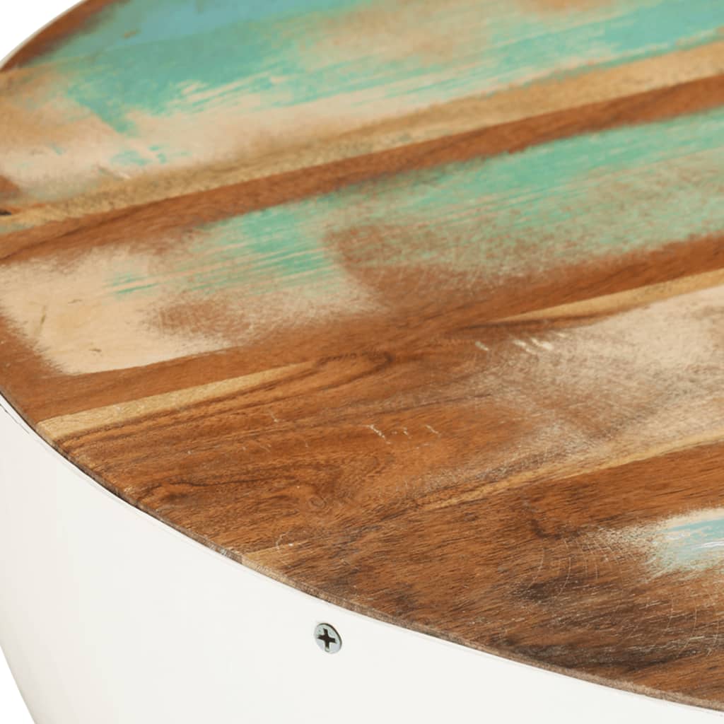 Bowl-shaped coffee table white Ø50x24 cm reclaimed solid wood
