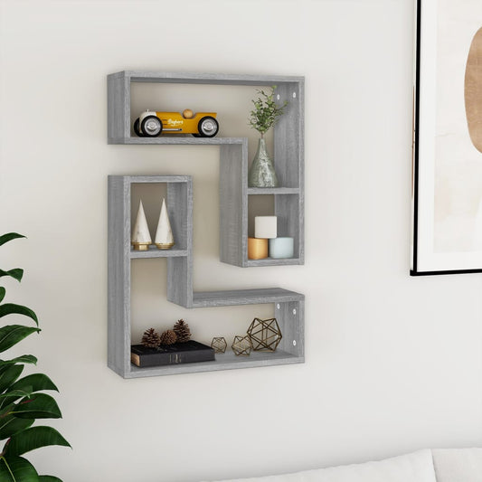 Wall shelves 2 pcs gray sonoma 50x15x50 cm engineered wood
