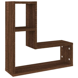 Wall shelves 2 pcs brown oak 50x15x50 cm engineered wood