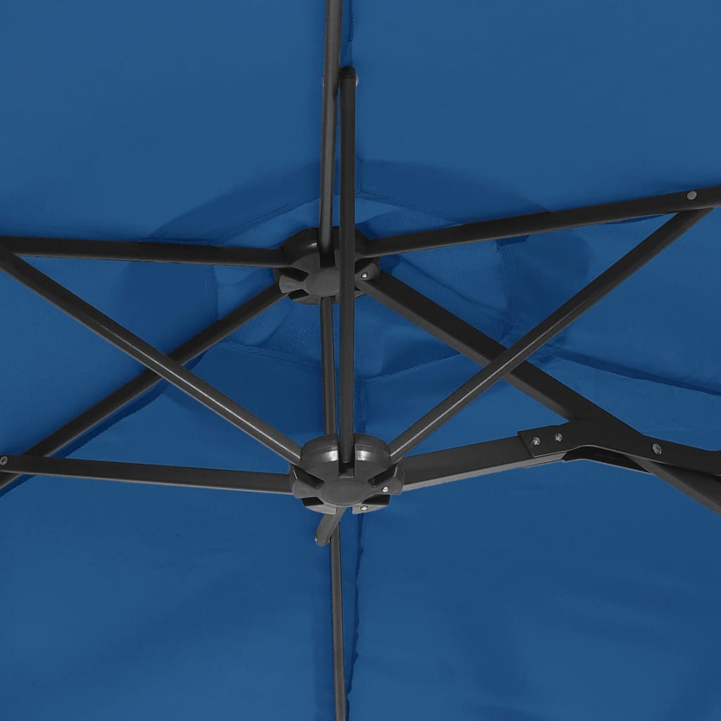 Garden parasol with double head azure blue 316x240 cm