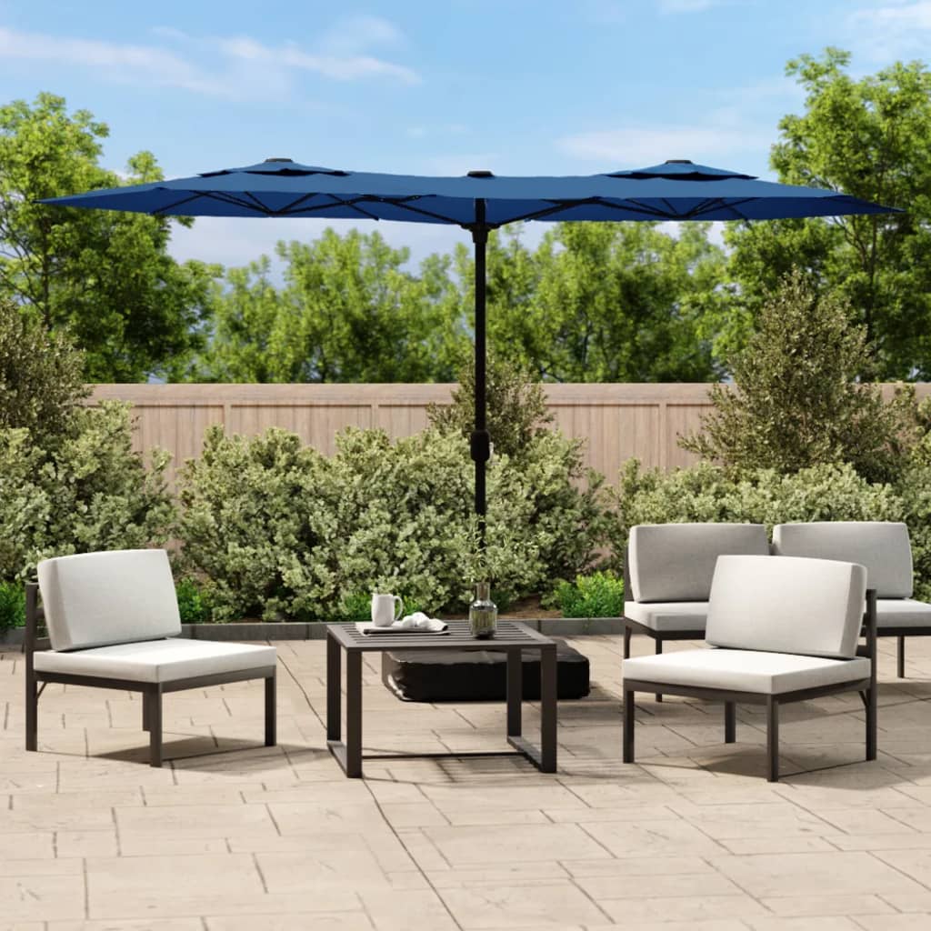 Garden parasol with double head azure blue 316x240 cm