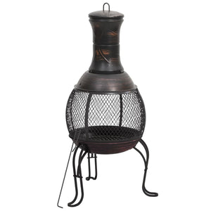 Garden stove with fire rake 39x39x90 cm steel