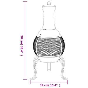 Garden stove with fire rake 39x39x90 cm steel