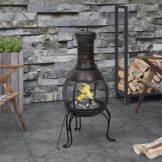 Garden stove with fire rake 39x39x90 cm steel