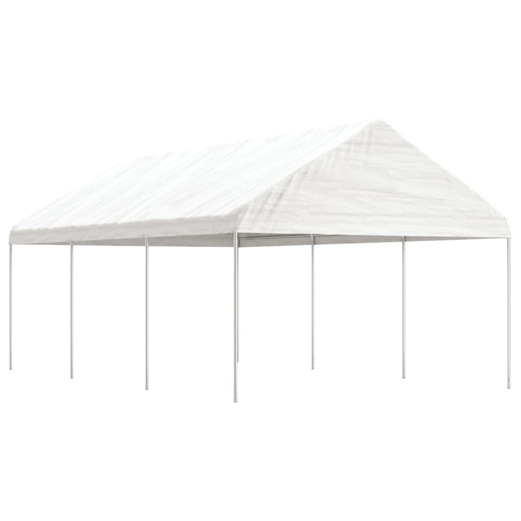 Pavilion with roof white 6.69x4.08x3.22 m polyethylene