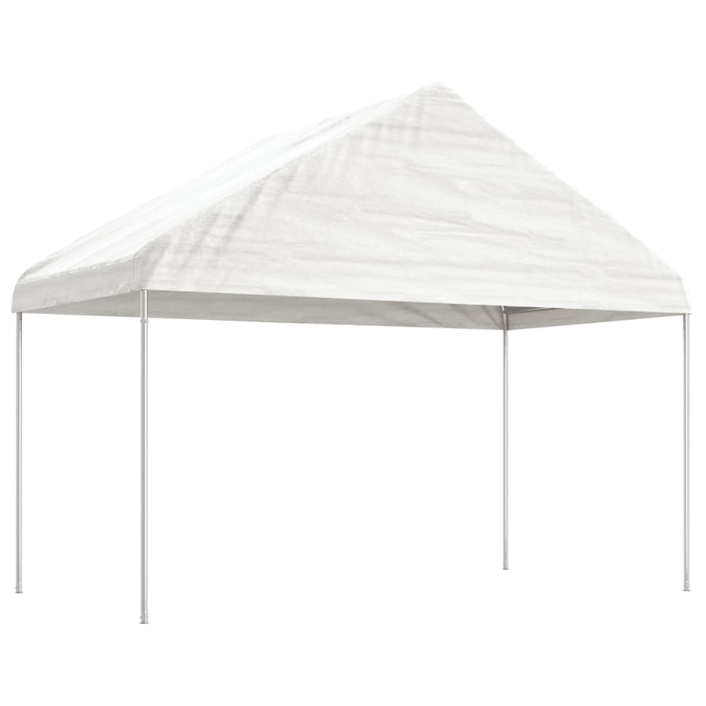 Pavilion with roof white 6.69x4.08x3.22 m polyethylene