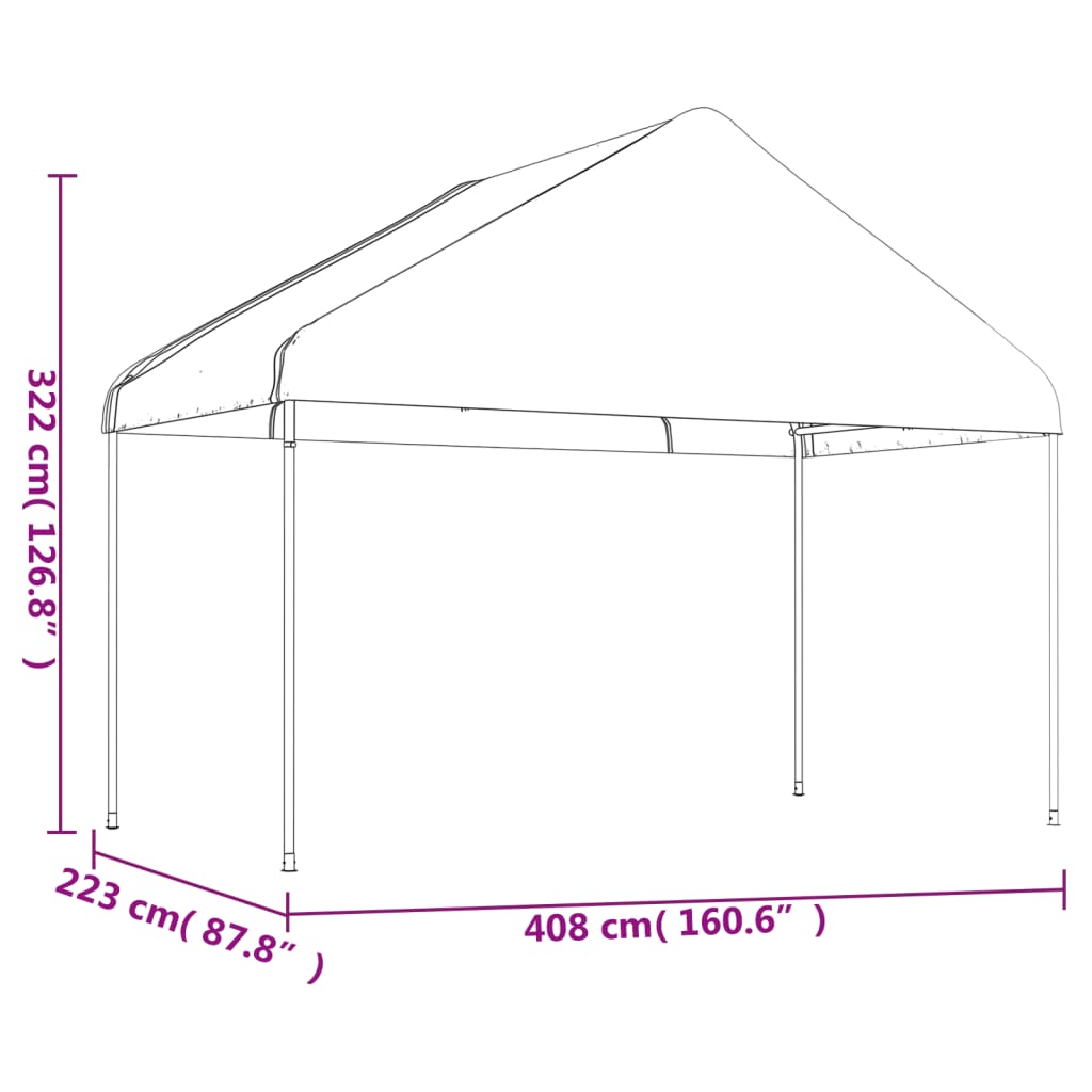 Pavilion with roof white 6.69x4.08x3.22 m polyethylene