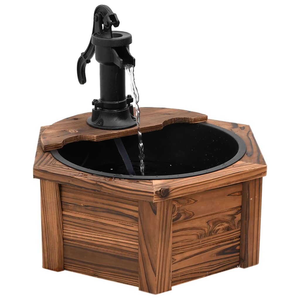 Water fountain with pump 57x57x53 cm solid spruce wood