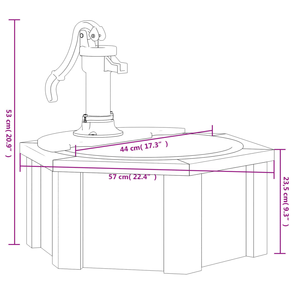 Water fountain with pump 57x57x53 cm solid spruce wood