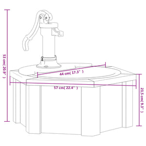 Water fountain with pump 57x57x53 cm solid spruce wood