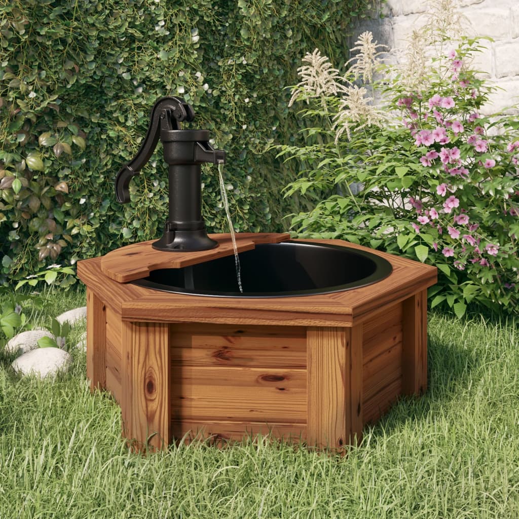 Water fountain with pump 57x57x53 cm solid spruce wood