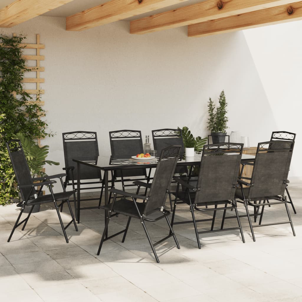 Folding garden chairs 8 pcs melange grey steel and textilene