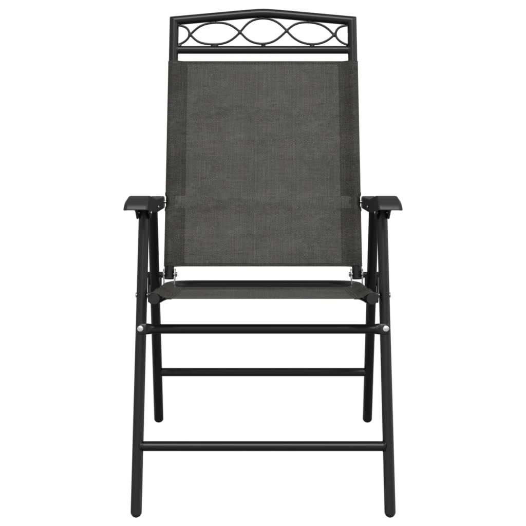 Folding garden chairs 8 pcs melange grey steel and textilene