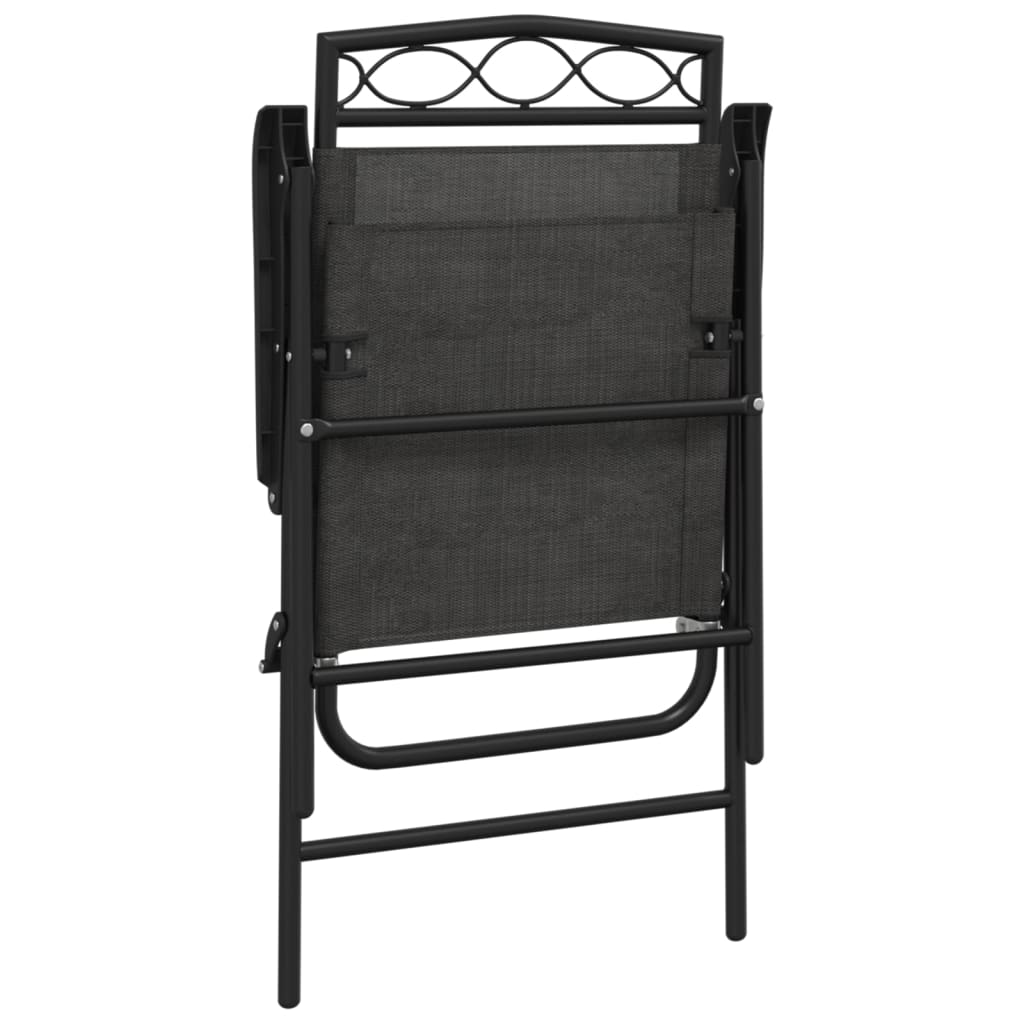 Folding garden chairs 8 pcs melange grey steel and textilene