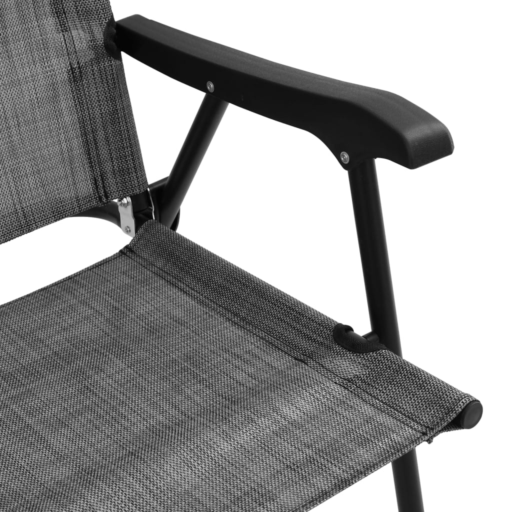 Folding garden chairs 8 pcs melange grey steel and textilene