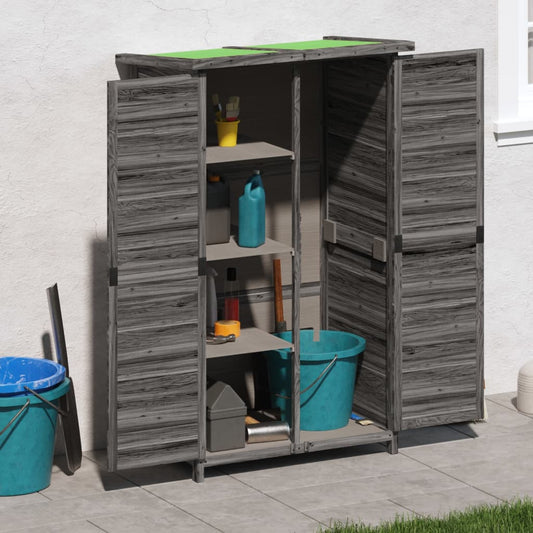 Garden tool shed grey 83x57x140 cm solid pine wood