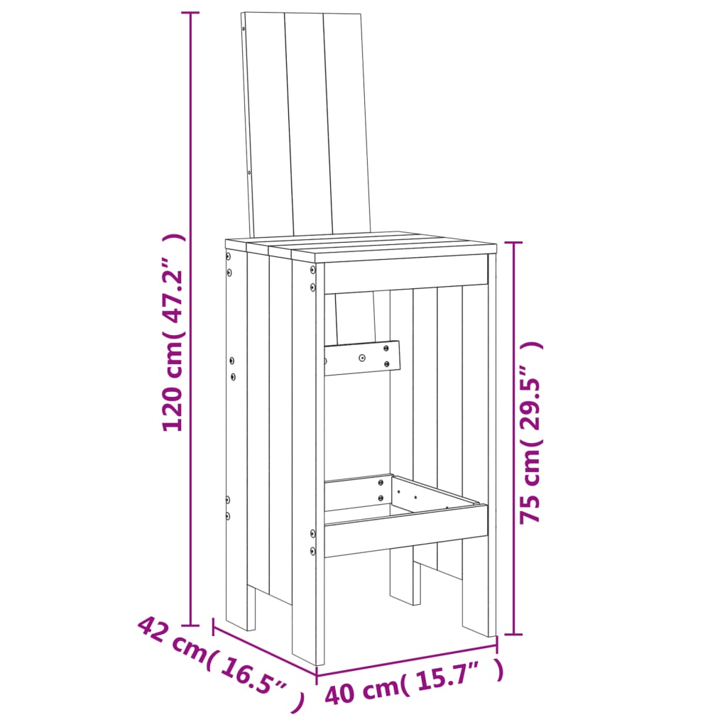 Bar stools 2 pcs white 40x42x120 cm solid pine wood